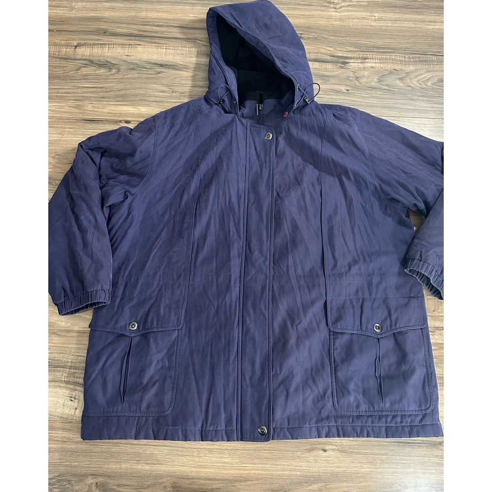 Gallery Woman 3X All Weather winter Coat Hooded Purple Zip Up Jacket